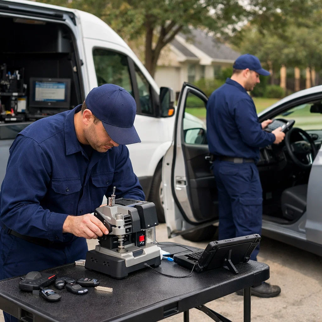 Mobile auto key replacement in Houston TX using on site key cutting and programming – Lost Car Keys Houston TX