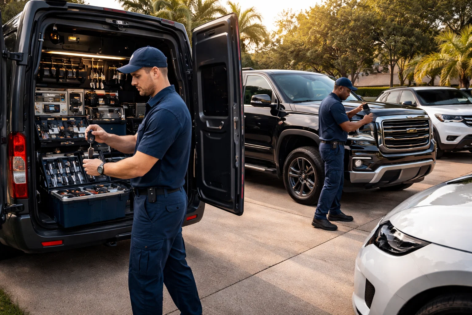 Mobile car locksmith servicing luxury, SUV and pickup vehicles in Houston TX for Lost Car Keys Houston TX