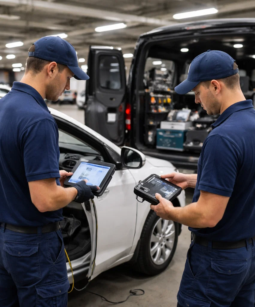 Emergency car key programming in a parking garage in Houston TX by Lost Car Keys Houston TX