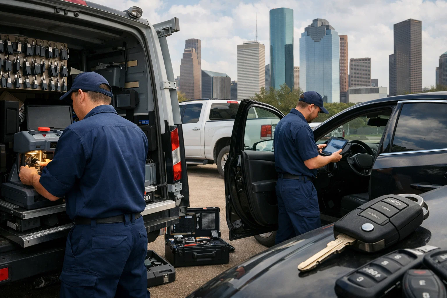 Mobile transponder key cutting and programming for all vehicle types in Houston TX by Lost Car Keys Houston TX